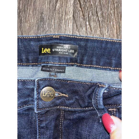 Lee Regular Fit Size 14 M Womens Denim Jeans Straight Leg Blue Mid Rise EUC - Picture 5 of 8